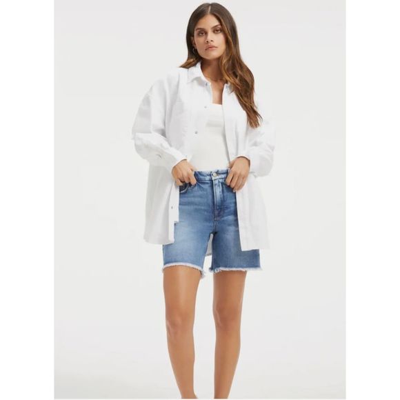 Good American Denim Shacket White Size 1/2 - Picture 1 of 5